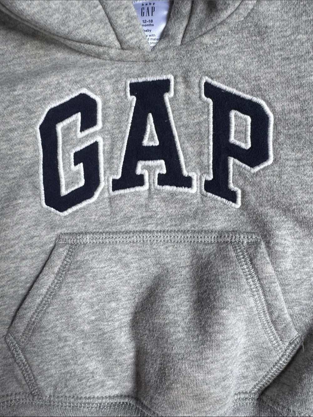 GAP Light Gray Hoodie with Ears and Navy Logo